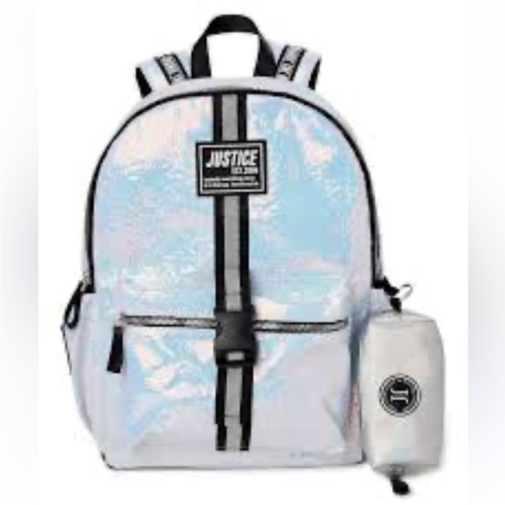 Justice Holographic Backpack and Pouch Set